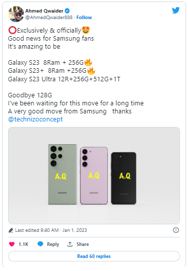 Les Samsung Galaxy S23, S23+ et S23 Ultra commenceront avec 256 Go de stockage