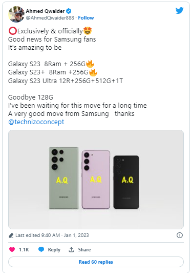 Les Samsung Galaxy S23, S23+ et S23 Ultra commenceront avec 256 Go de stockage Les Samsung Galaxy S23, S23+ et S23 Ultra commenceront avec 256 Go de stockage